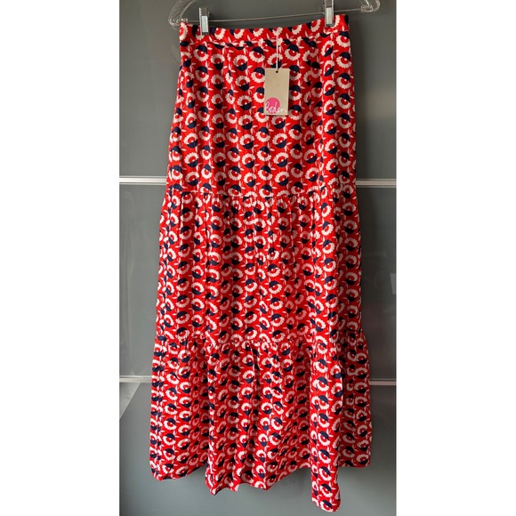Boden Dresses & Skirts - NWT* Boden Thea Red Floral Tiered Maxi Skirt Womens Size 4 Cotton Boho Retro Mod
